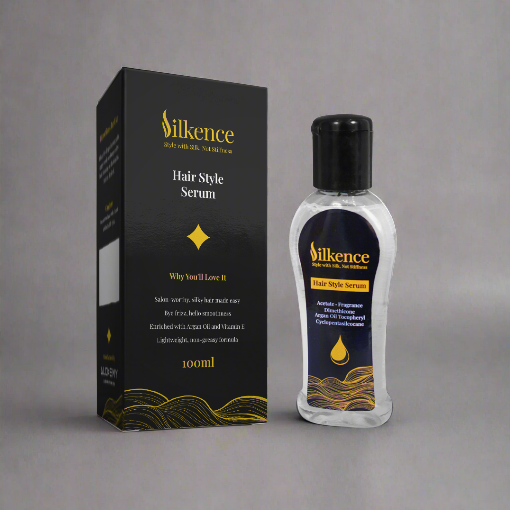 Silkence Hair Style Serum Bottle with Outer Carton